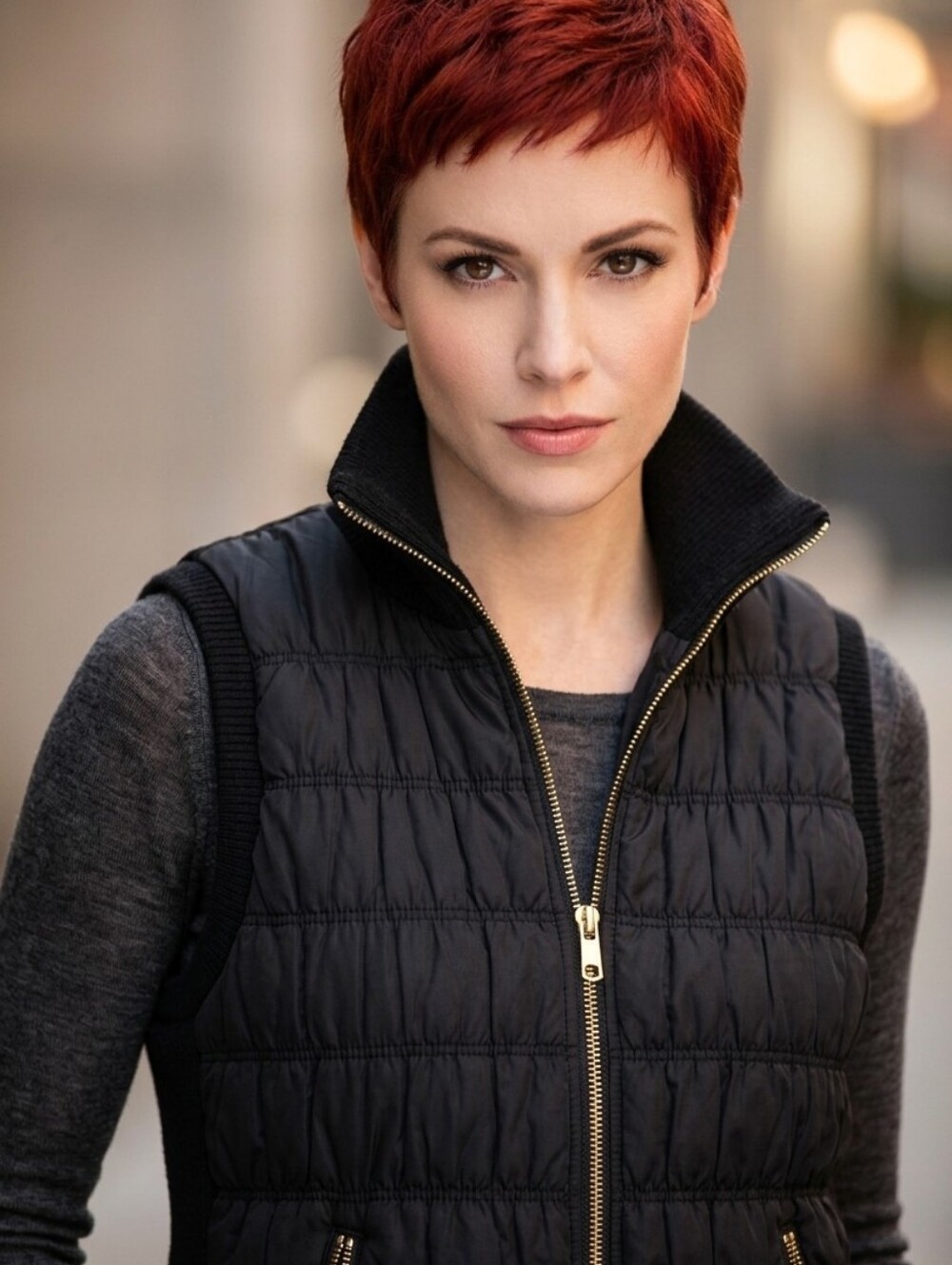 Calvin Klein Black Quilted Sleeveless Puffer Vest with Gold Zippers